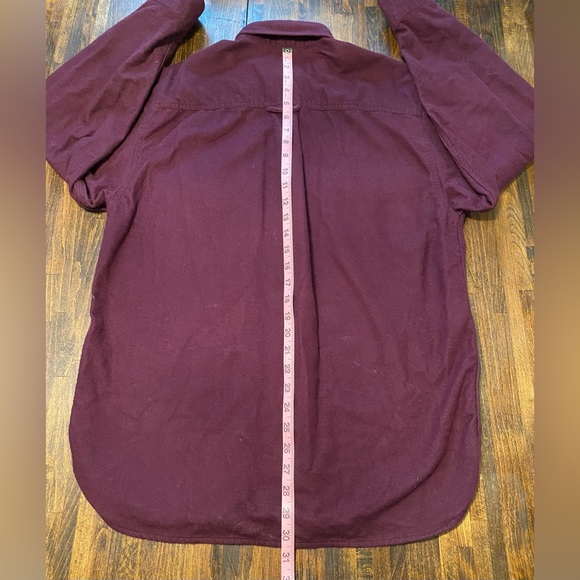 Eddie Bauer Chamois Flannel Button Up Shirt Mens Medium Red Purple Outdoor Heavy - Picture 6 of 7